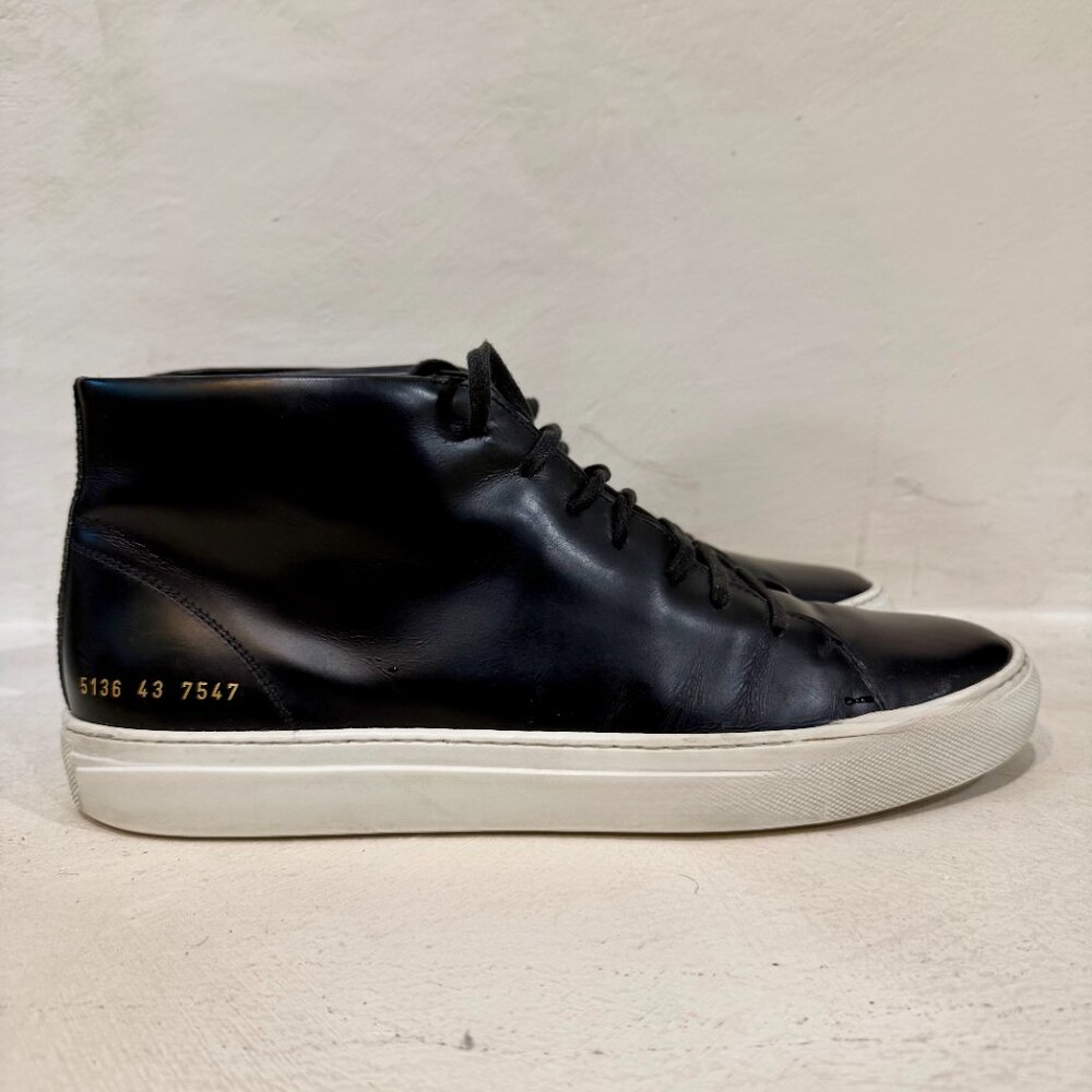 Common Projects Achilles High-Top Men's Sneakers — Black Leather Size 10/EU 43